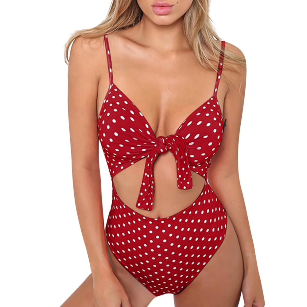 🔥Closing Sale🔥Polka Dot Front Cut-out One Piece
